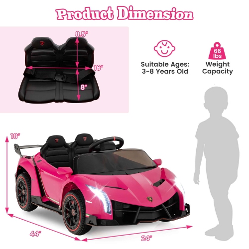 Costway Licensed Lamborghini 4WD Kids Ride-on Sports Car 12V Battery Powered 2.4G Remote