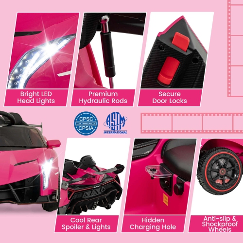 Costway Licensed Lamborghini 4WD Kids Ride-on Sports Car 12V Battery Powered 2.4G Remote