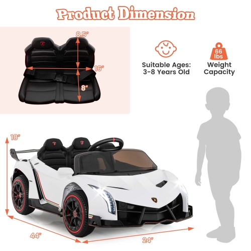 Costway Licensed Lamborghini 4WD Kids Ride-on Sports Car 12V Battery Powered 2.4G Remote