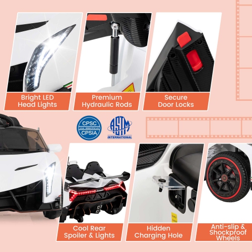 Costway Licensed Lamborghini 4WD Kids Ride-on Sports Car 12V Battery Powered 2.4G Remote