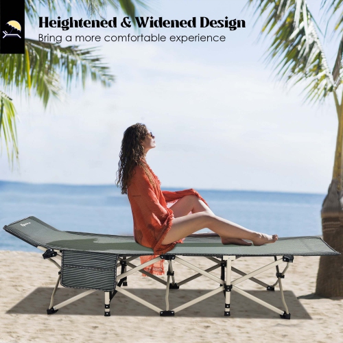 Goplus Wide Foldable Camping Cot Heavy-Duty Steel Indoor & Outdoor Sleeping Cot