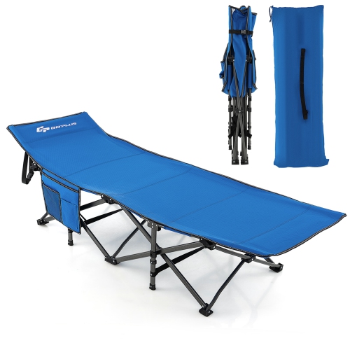 Lit de camp pliable large en acier robuste de Goplus pour l'intérieur et l'extérieur