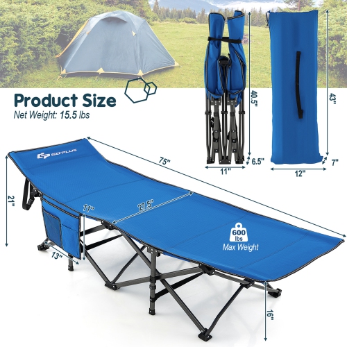 Goplus Wide Foldable Camping Cot Heavy-Duty Steel Indoor & Outdoor Sleeping Cot
