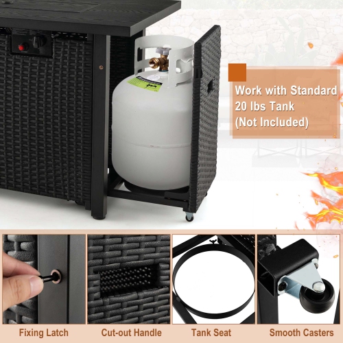 Table de patio à foyer au gaz de 52 po avec foyer au propane et couvercle 50.000 BTU de Costway