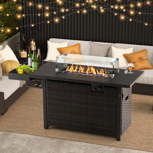 Costway 52" Outdoor Gas Fire Pit Table Patio Propane Firepit with Cover 50,000 BTU