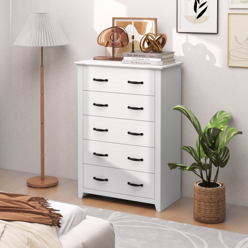Costway 5 Drawer Chest Storage Dresser Tall Cabinet Organizer Bedroom Hallway