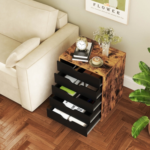Costway 5-Drawer Lateral File Cabinet with Wheels Modern Chest of Drawers for Home