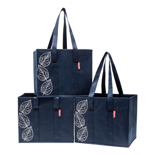 Planet E Reusable Premium Quality Grocery Shopping Box Bags - Heavy Duty Tote Set with Reinforced Bottom