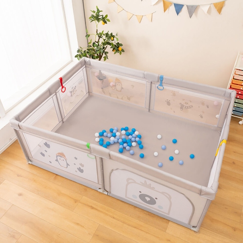 Gymax Large Baby Playpen Kids Play Yard Activity Center 81'' x 57.5'' Penguin Pattern Gray
