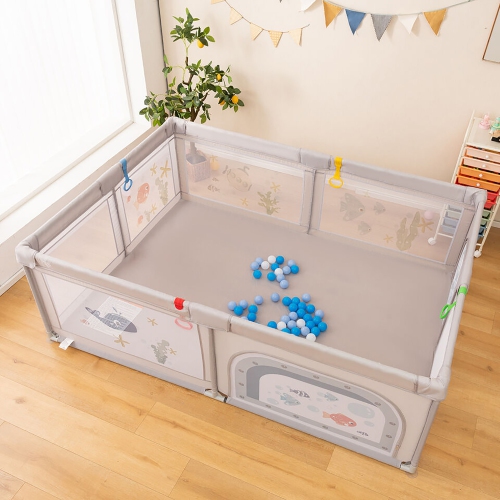 Gymax Large Baby Playpen Kids Play Yard Activity Center 81'' x 57.5'' Whale Pattern