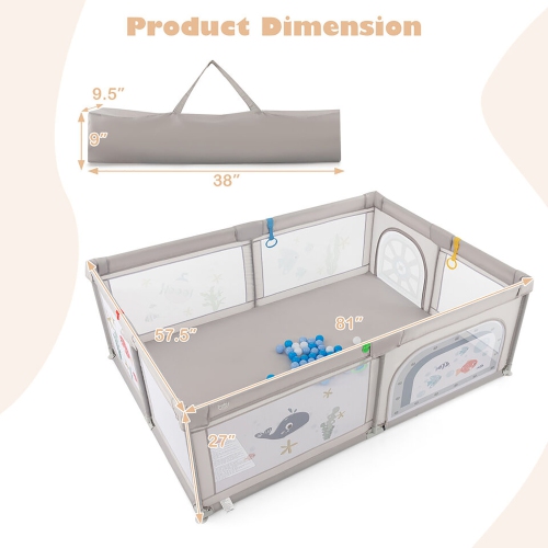 Gymax Large Baby Playpen Kids Play Yard Activity Center 81'' x 57.5'' Whale Pattern