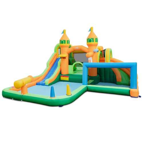 Gymax Kids Inflatable Water Slide Park w/ Splash Pools Wet Dry Combo Blower Excluded