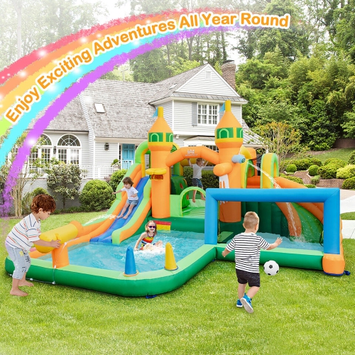Gymax Kids Inflatable Water Slide Park w/ Splash Pools Wet Dry Combo Blower Excluded