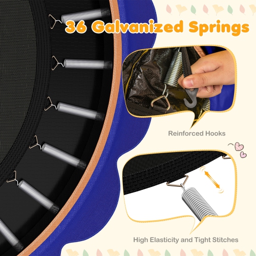 Gymax 64'' Kids Trampoline w/ Detachable Canopy Safety Enclosure Net Foam Handle Orange