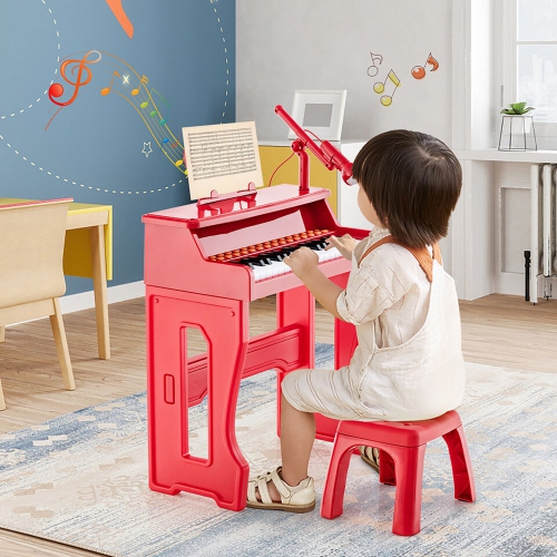Gymax 37-Key Music Piano Keyboard Kids Learning Toy Instrument w/ Microphone