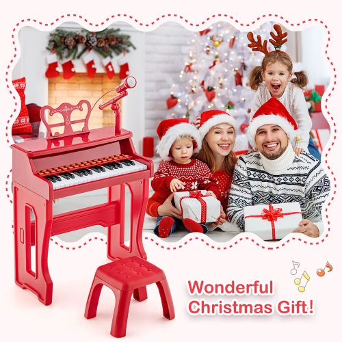 Gymax 37-Key Music Piano Keyboard Kids Learning Toy Instrument w/ Microphone
