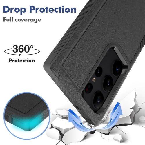 [CSmart] Étui rigide double couche Armor Rubber Armor Bumper pour Samsung Galaxy S24 Ultra, noir
