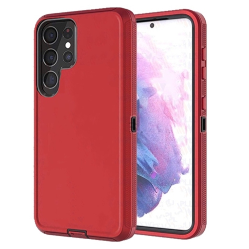 [CSmart] Étui rigide robuste antichoc à trois couches de 3 pour Galaxy S24 Ultra de Samsung, rouge