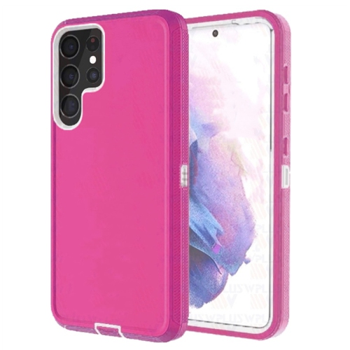 [CSmart] Étui rigide robuste antichoc à trois couches de 3 pour Galaxy S24 Ultra de Samsung, rose vif