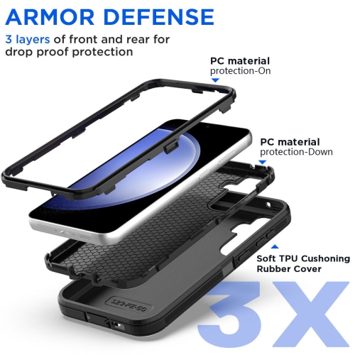 [CS] Triple 3 Layers Shockproof Heavy Duty Defender Hard Case for Samsung Galaxy S25 / S24, Red