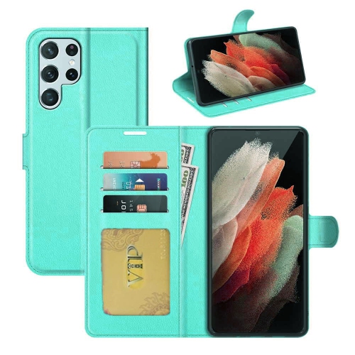 CSMART  [] Magnetic Card Slot Leather Folio Wallet Flip Case Cover for Samsung Galaxy S24 Ultra In Teal