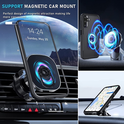 [CS] Shockproof Heavy Duty Magnetic Hard Armor Kickstand Case with Ring Holder for Samsung Galaxy S25 Plus / S24 Plus, Navy