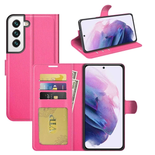 [CS] Magnetic Card Slot Leather Folio Wallet Flip Case Cover for Samsung Galaxy S25 / S24, Hot Pink