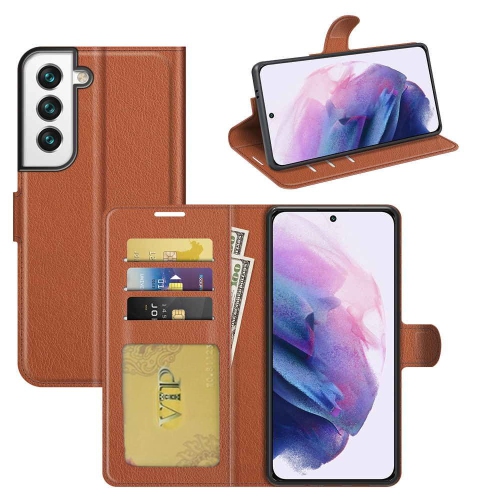 [CS] Magnetic Card Slot Leather Folio Wallet Flip Case Cover for Samsung Galaxy S25 / S24, Brown