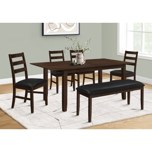 MONARCH SPECIALTIES  I 1331 - Dining Table, 78" Rectangular, 18" Extension Panel, Veneer Top, Solid Wood Legs Veneer, Transitional In Brown