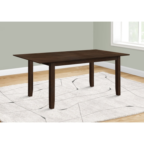 Monarch Specialties I 1331 - Dining Table, 78" Rectangular, 18" Extension Panel, Veneer Top, Solid Wood Legs, Brown Veneer, Transitional
