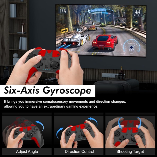 Wireless Switch Controller for Nintendo Switch/Switch OLED/Switch Lite with Macro Button, 3 Levels Turbo Function, 4 Levels Adjustable Vibration,