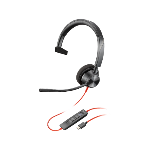 HP  Poly Blackwire 3310 On-Ear Noise Cancelling Headset - USB-C-Black (760Q7Aa)-Microsoft Teams Certified