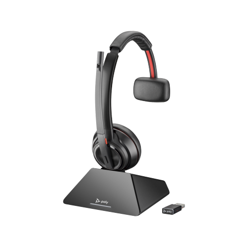 HP Poly Savi 8220 On-Ear Noise Cancelling Truly Wireless Bluetooth Headset - Black