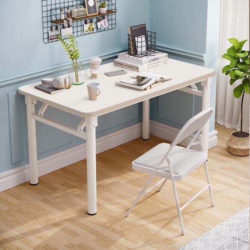 Folding Computer Desk Modern Style Office Desk Simple Style PC Table- Writing Computer Desk Space Saving Foldable Table White M