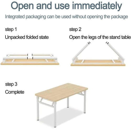Folding Computer Desk Modern Style Office Desk Simple Style PC Table- Writing Computer Desk Space Saving Foldable Table Natural M