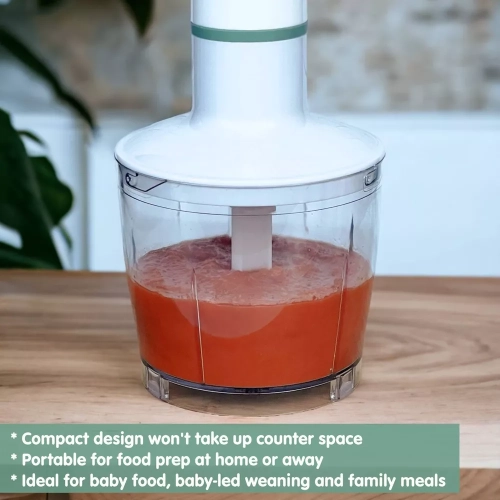 Cuillère-sauce 2-en-1 pour aliments pour bébés, robot culinaire et mélangeur à immersion de Sage Spoonfuls - Blanc - 3pc pte