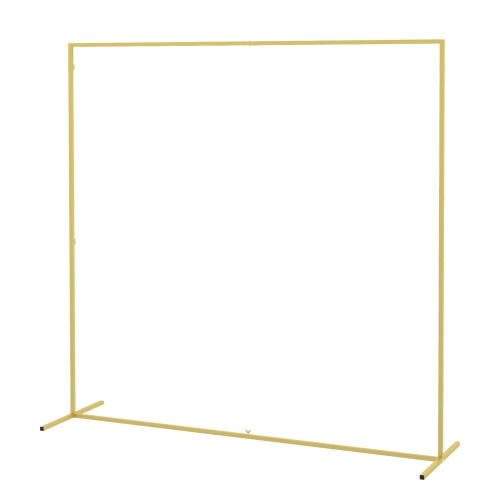 Outsunny 6.6FT x 6.6FT Gold Wedding Arch, Backdrop Stand, Square Metal Balloon Arch Stand Kit for Birthday Party, Bridal Shower, Graduation,