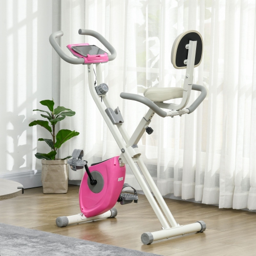 Soozier – vélo d’exercice pliable avec résistance magnétique à 8 niveaux, vélo stationnaire intérieur, vélo vertical Fitness X avec support pour