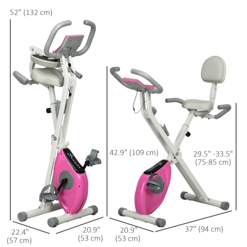 Soozier – vélo d’exercice pliable avec résistance magnétique à 8 niveaux, vélo stationnaire intérieur, vélo vertical Fitness X avec support pour