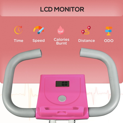 Soozier – vélo d’exercice pliable avec résistance magnétique à 8 niveaux, vélo stationnaire intérieur, vélo vertical Fitness X avec support pour