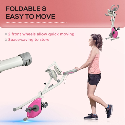 Soozier – vélo d’exercice pliable avec résistance magnétique à 8 niveaux, vélo stationnaire intérieur, vélo vertical Fitness X avec support pour