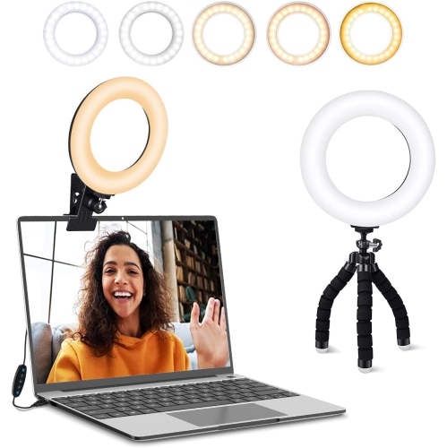 Ring Light Video Conference Lighting Kit 3200k-6500K Dimmable LED Ring Light Clip on Laptop Computer for Zoom Meeting/Remote Working/V