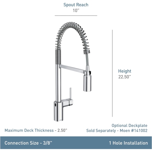 Moen 5923EWC Align Motionsense Wave Sensor Touchless One-Handle High Arc Pulldown Kitchen Faucet, Chrome