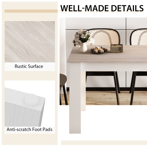 Ensemble de salle à manger moderne 5 pièces avec table rectangulaire et 4 chaises en bois de caoutchouc de Costway