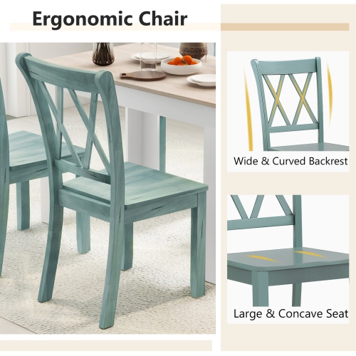 Ensemble de salle à manger moderne 5 pièces avec table rectangulaire et 4 chaises en bois de caoutchouc de Costway
