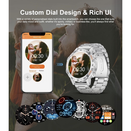 TUTT Smart Watch for Men Metal Case | Military Rugged Smartwatch BT Call Health & Fitness | 2 Straps K52 LIGE