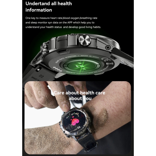 TUTT Smart Watch for Men Metal Case | Military Rugged Smartwatch BT Call Health & Fitness | 2 Straps K52 LIGE