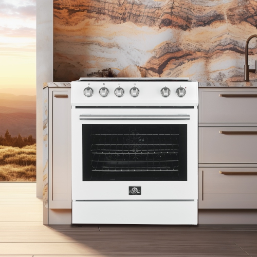 Cuisinière électrique de 30 po Espresso de Forno Leonardo – Blanc