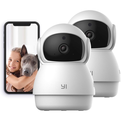 YI 2pc Pan-Tilt Dome Security Camera, 360 Degree 2.4G Smart Indoor Pet Dog Cat Cam with Night Vision, 2-Way Audio, Motion Detection, Phone APP,