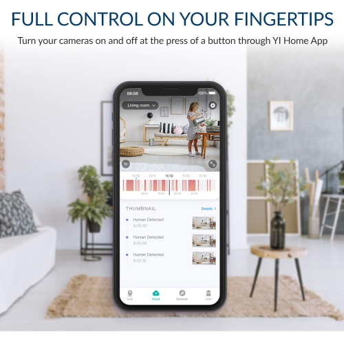 YI 2pc Pan-Tilt Dome Security Camera, 360 Degree 2.4G Smart Indoor Pet Dog Cat Cam with Night Vision, 2-Way Audio, Motion Detection, Phone APP,